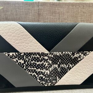 Coach Black, Gray, and Cream Clutch